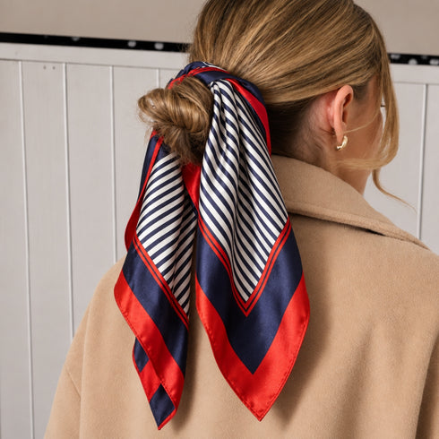 Nautical Stripe Navy Silk Bandana