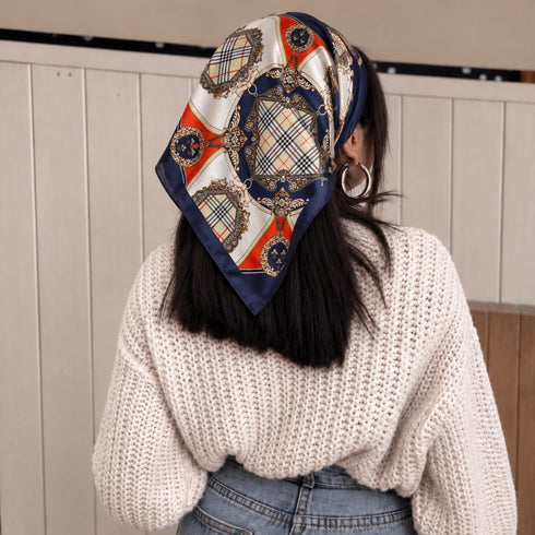 Navy & Crimson Heritage Satin Bandana