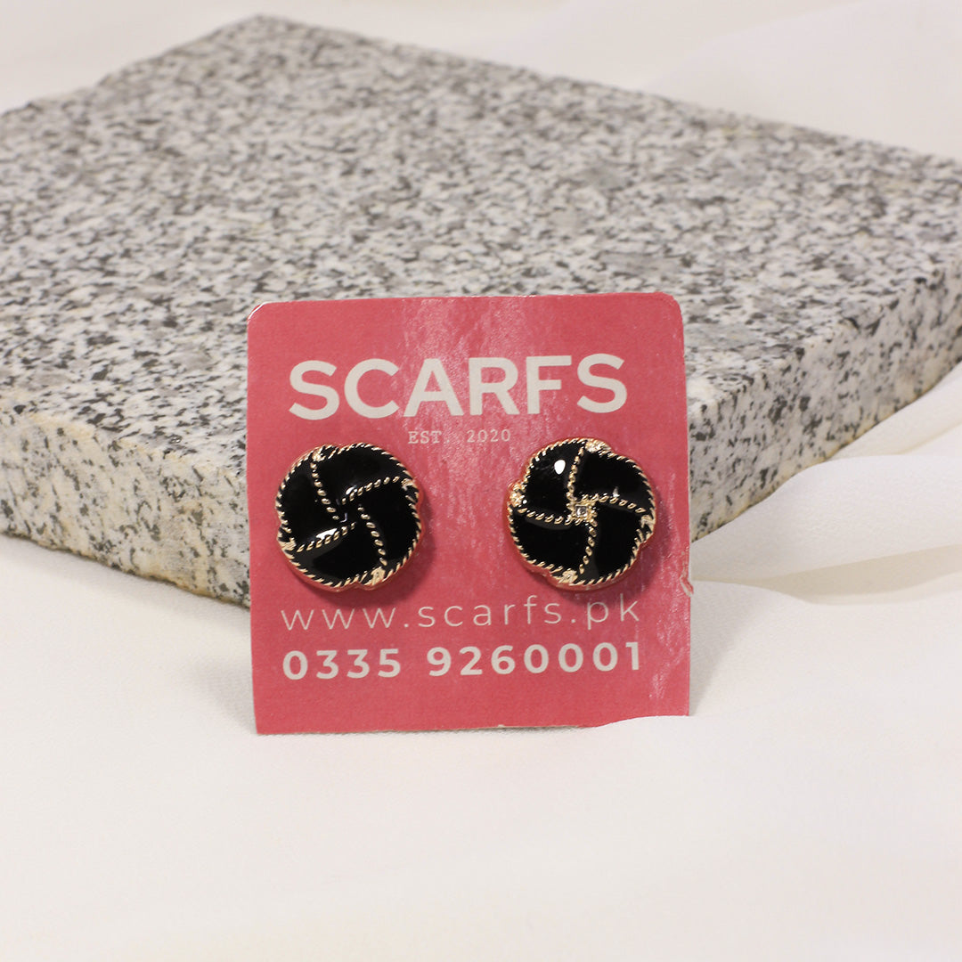Black Flower Scarfs Magnetic Pin - Scarfs.pk