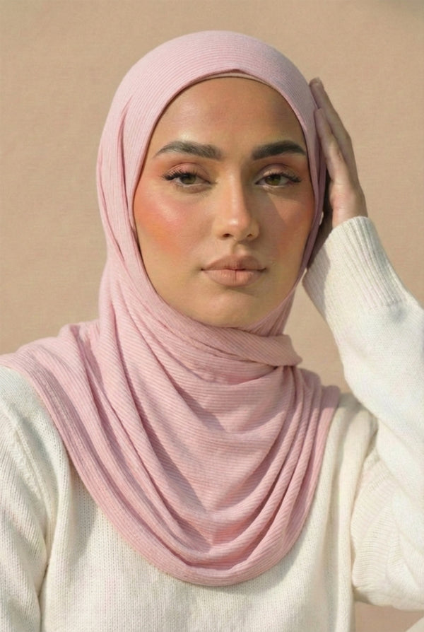 Ribbed Jersey Hijab – Baby Pink