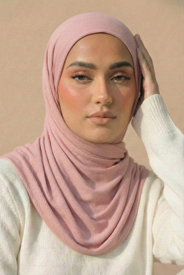 Ribbed Jersey Hijab – Soft Pink