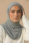 Ribbed Jersey Striped Hijab - Grey