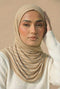 Ribbed Jersey Striped Hijab - Sand