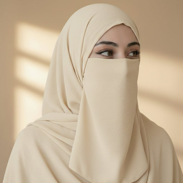 Half Niqab - Cream
