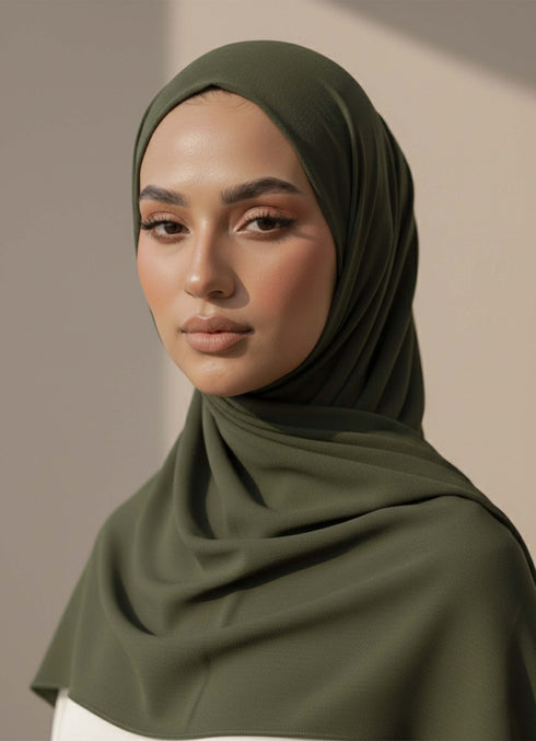 Georgette Hijab β Dark Olive