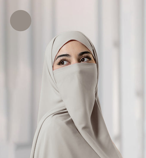 Half Niqab - Light Grey - Scarfs.pk