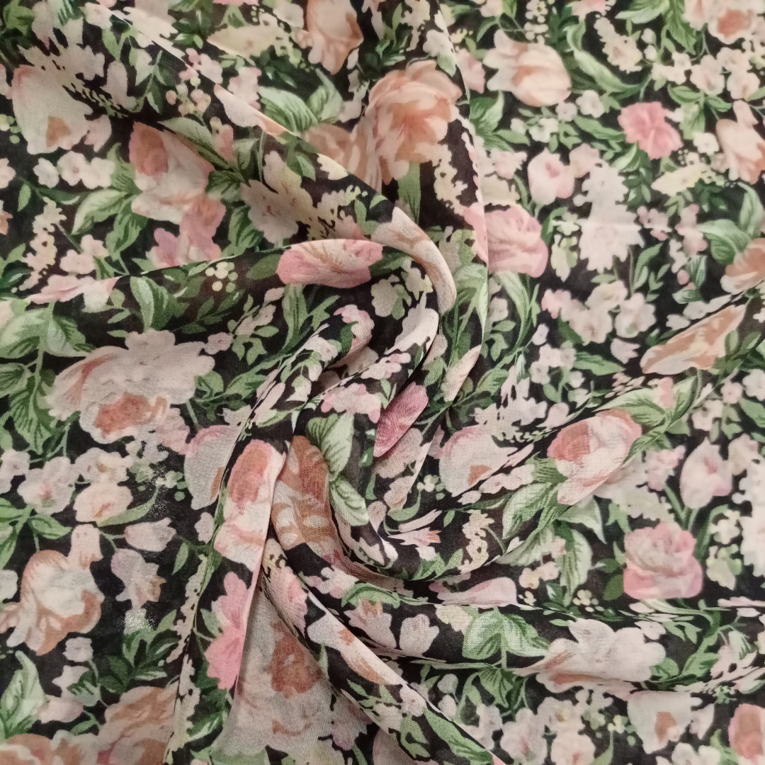 Georgette Printed Hijab - Plum