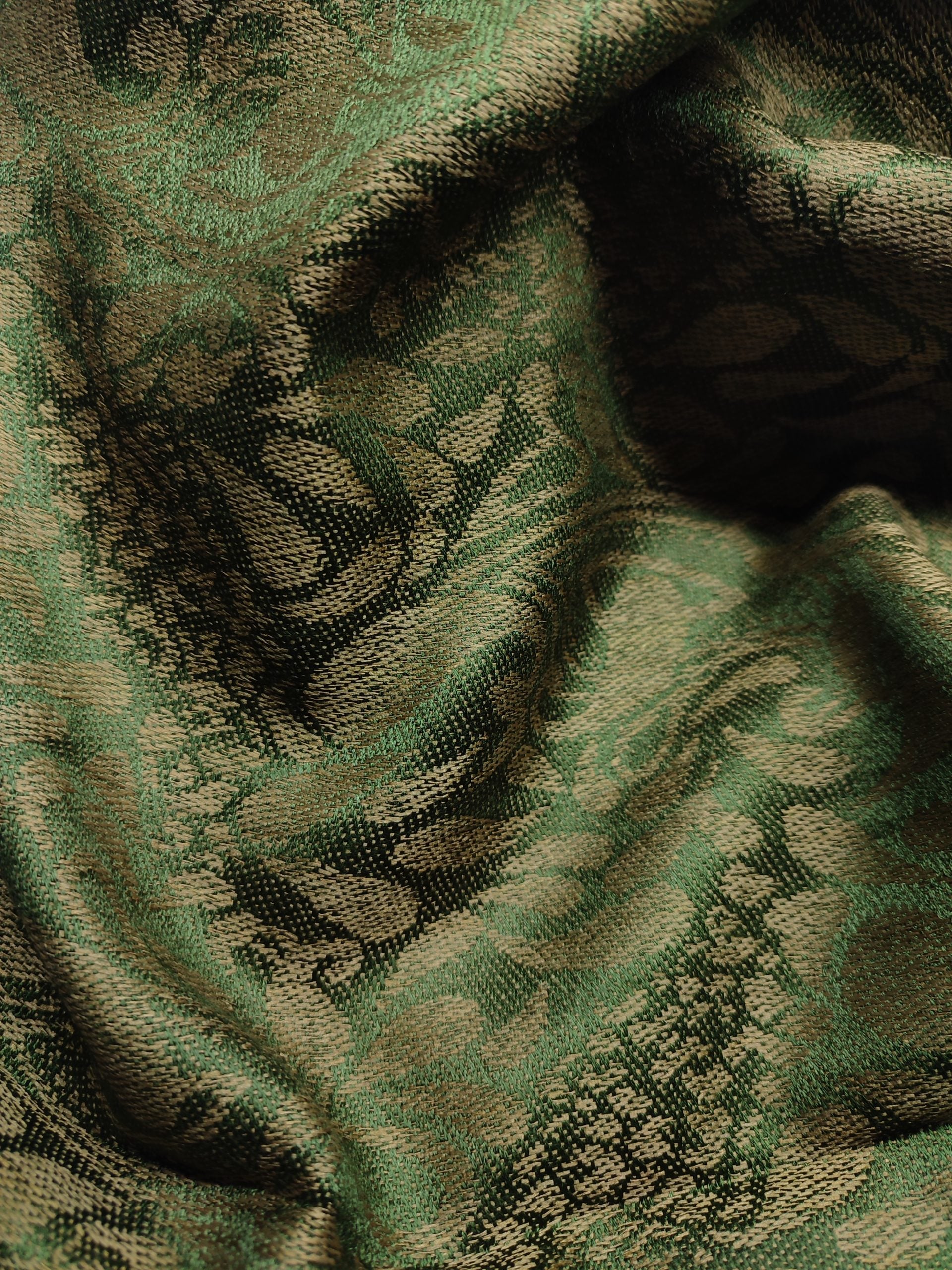 Pashmina Jacquard Scarfs - Olive - Scarfs.pk #1 Online Hijab Store