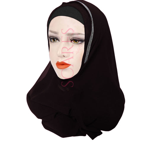 Two Loops Chiffon Instant Hijab - Chesnut Brown - Scarfs.pk