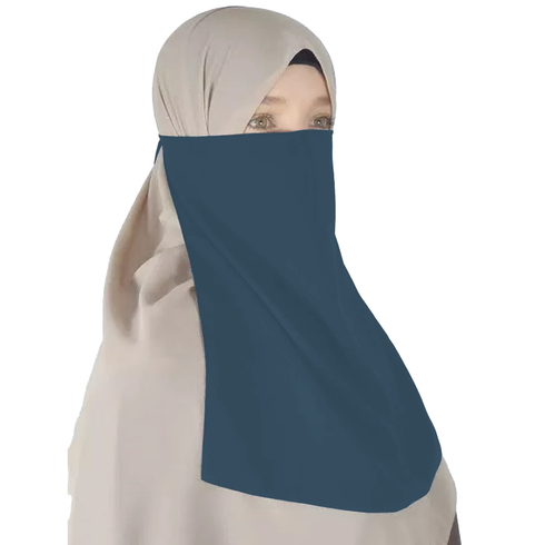 Half Niqab - Navy Blue - Scarfs.pk