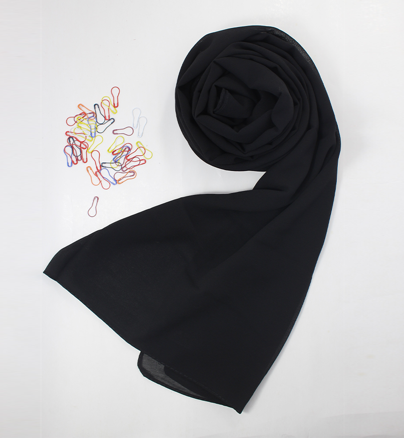 Georgette Hijab – Black SCAFS.PK 