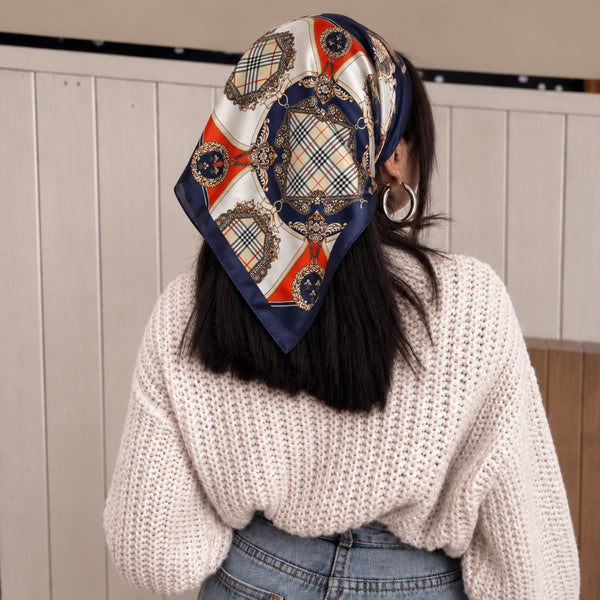 Navy & Crimson Heritage Satin Bandana