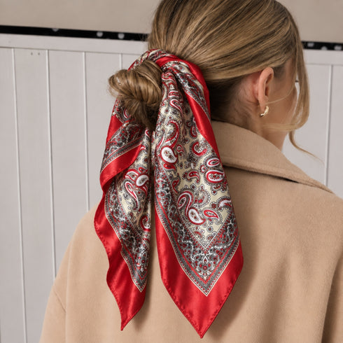 Bohemian Red Printed Silk Bandana