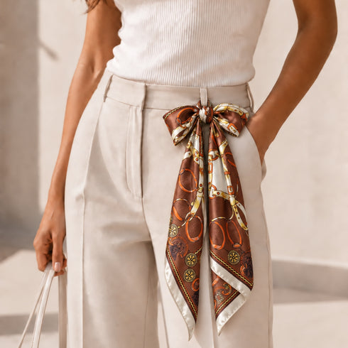 Mocha Equestrian Chain Silk Bandana
