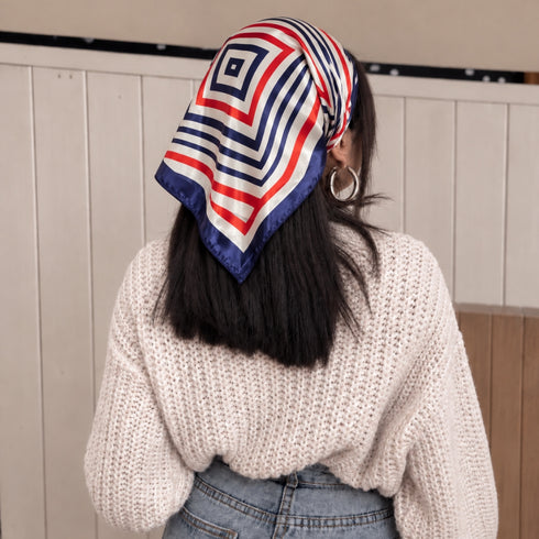 Retro Geometric Maze Silk Bandana