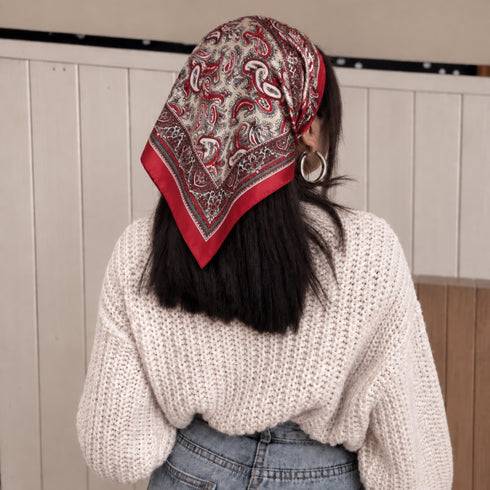 Bohemian Red Printed Silk Bandana