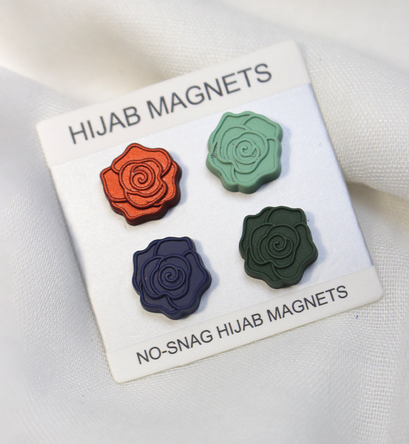 Bundle of 4 Flowers Style Magnet Pin - Scarfs.pk