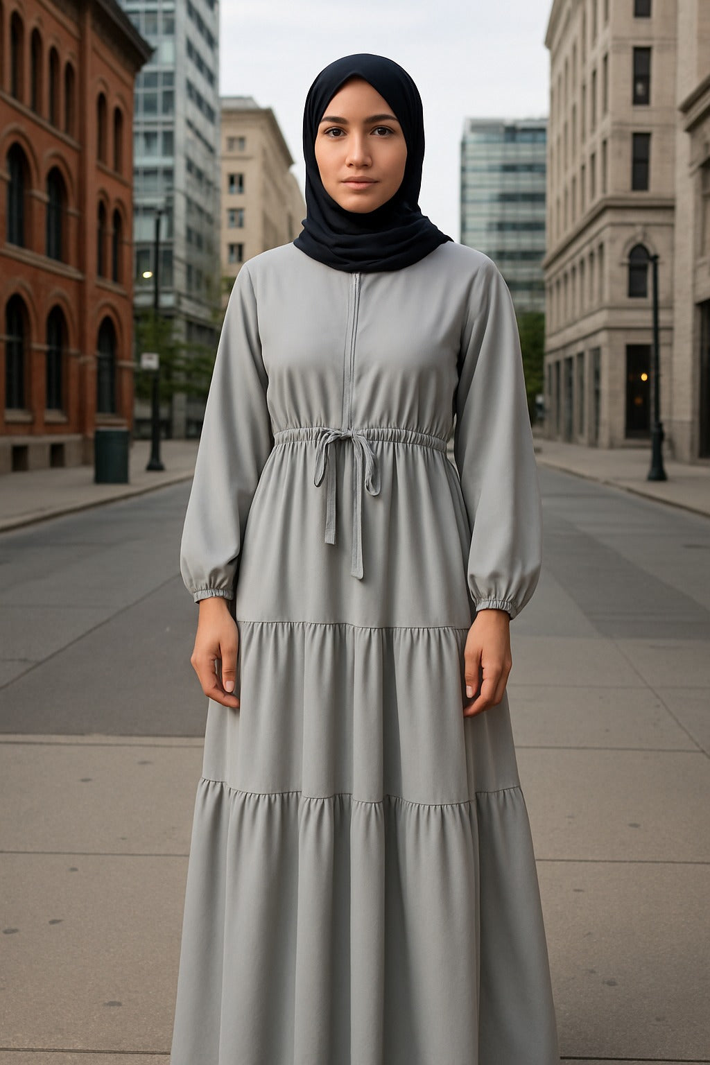 Comfortable & Stylish: Anaya Double Frill Abaya - Mint Green - Scarfs.pk