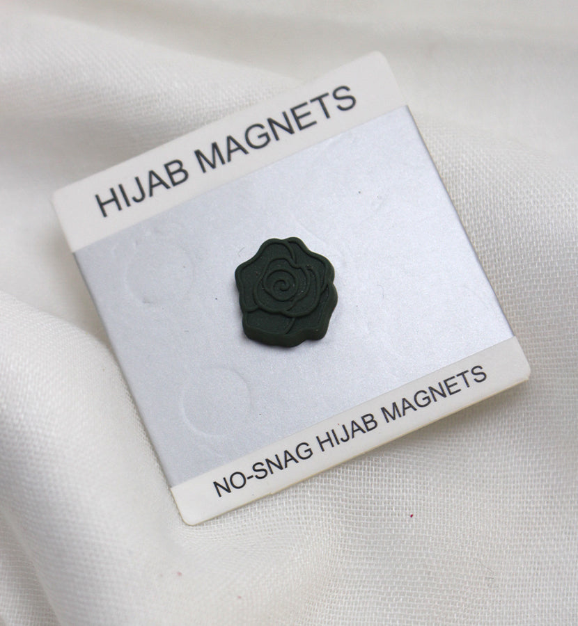 Forest Green Flowers Style Magnet Pin - Scarfs.pk
