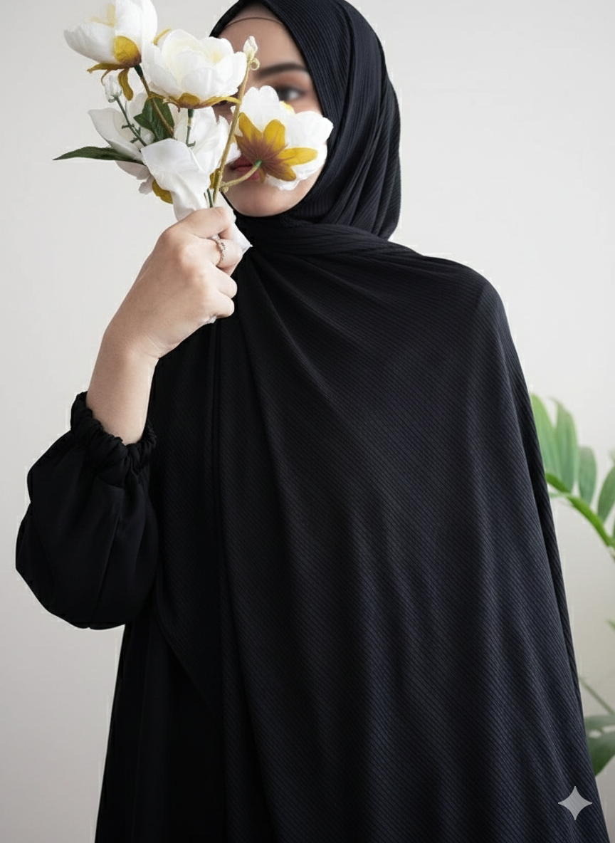 Ribbed Jersey Hijab - Black