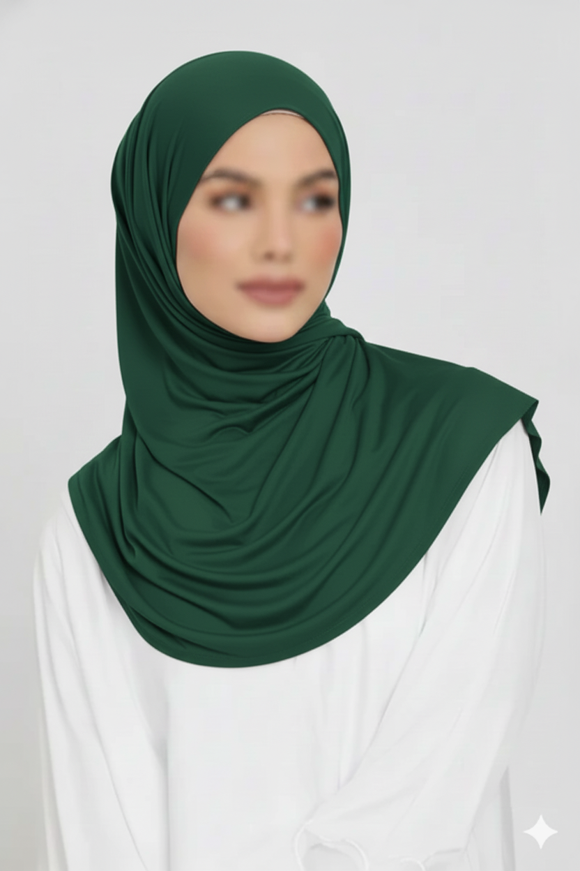 Jersey Hijab - Peacock Green