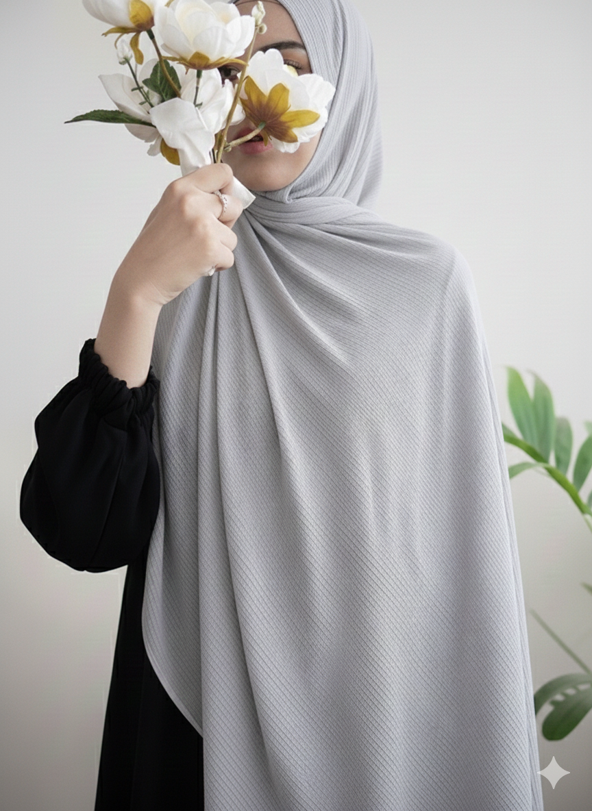 Ribbed Jersey Hijab – Light Grey