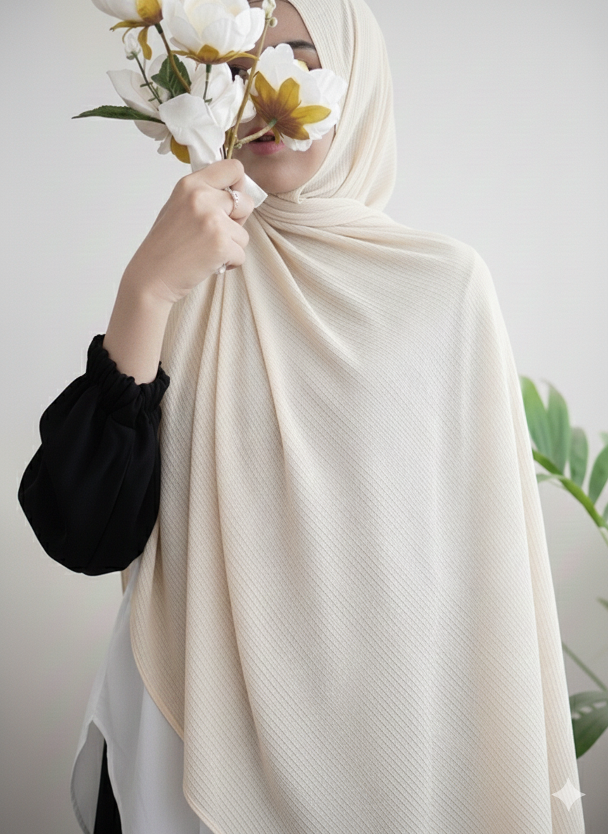 Ribbed Jersey Hijab – Cream