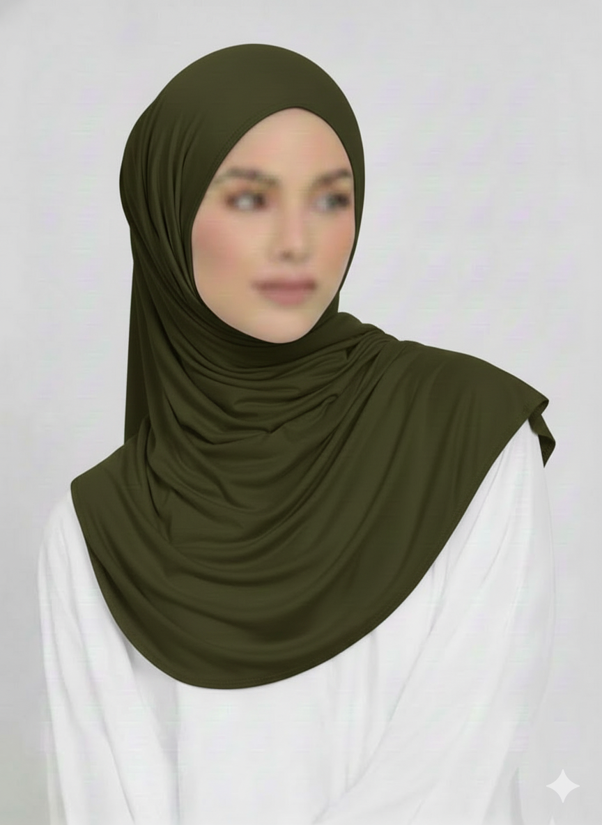 Jersey Hijab - Olive Green