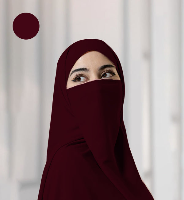 Half Niqab - Maroon - Scarfs.pk