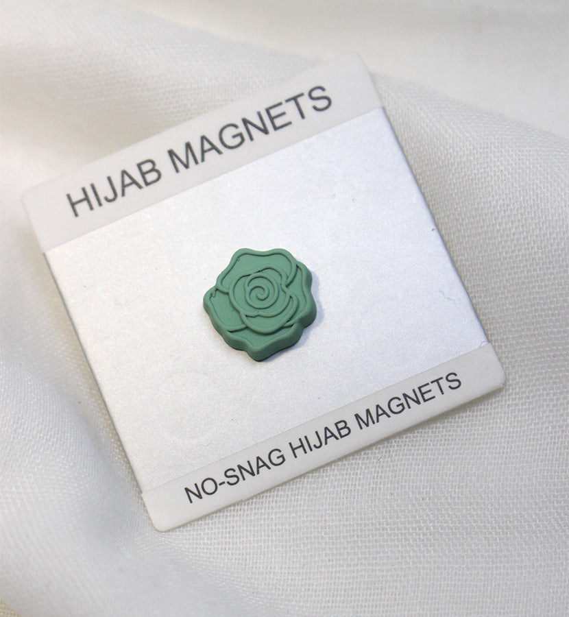 Mint Green Flowers Style Magnet Pin - Scarfs.pk