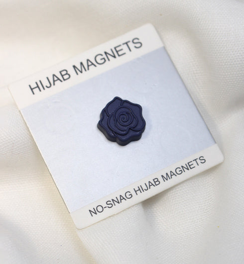 Navy Blue Flowers Style Magnet Pin - Scarfs.pk