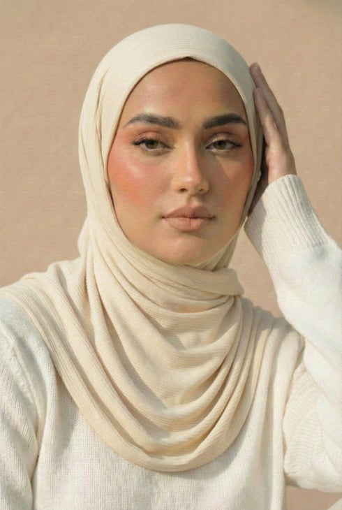 Ribbed Jersey Hijab – Cream