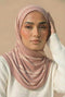 Ribbed Jersey Striped Hijab - Tea Pink