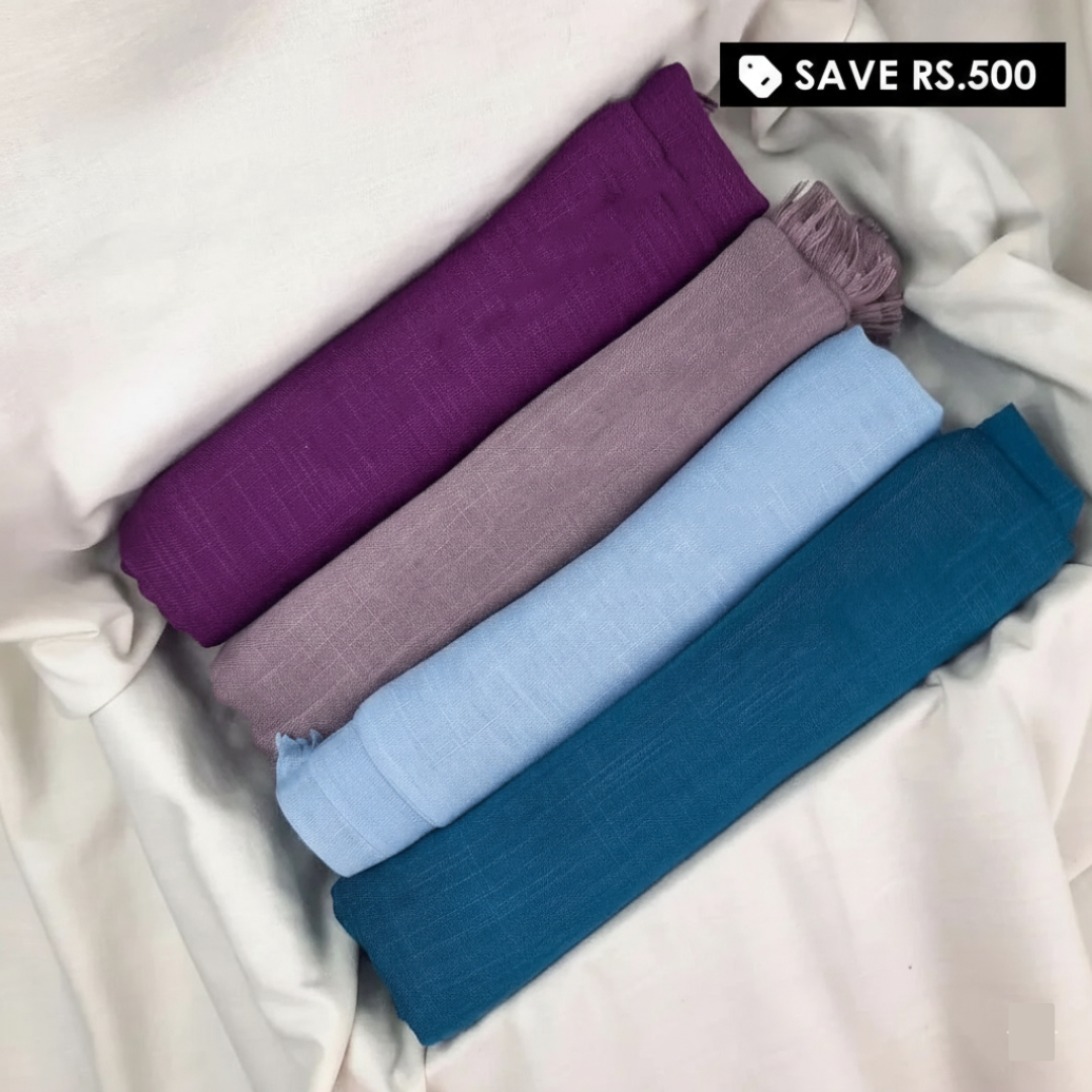 Turkish Hijabs Online in Pakistan-Turkish Lawn – Bundle Of 4