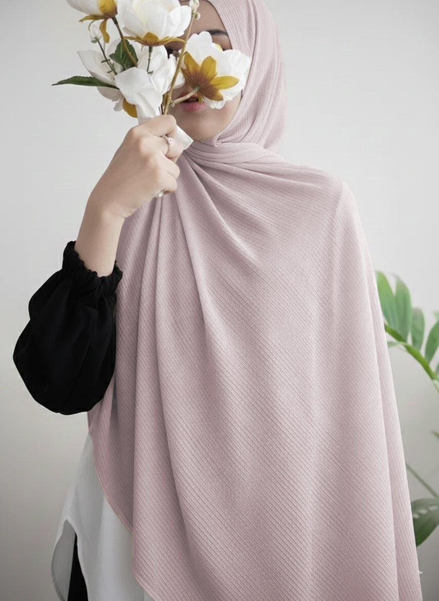 Ribbed Jersey Hijab – Tea Pink