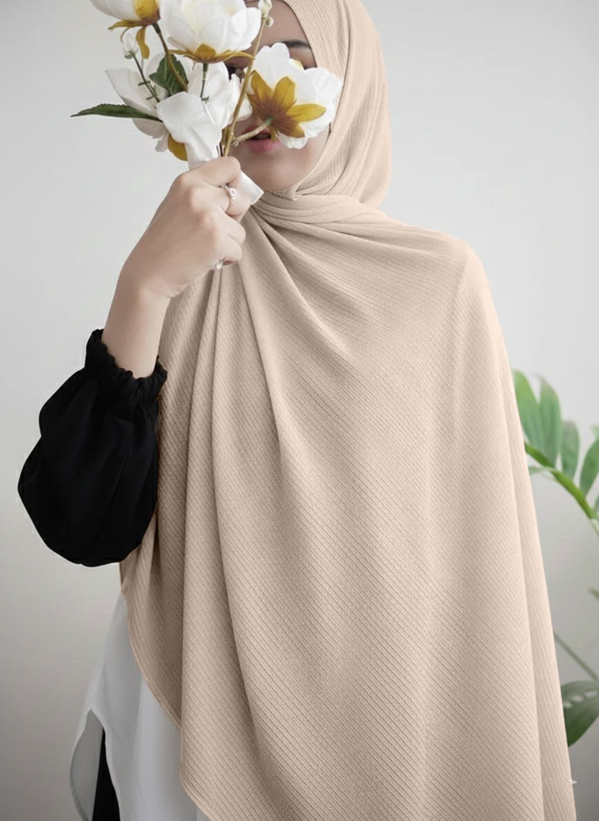 Ribbed Jersey Hijab – Beige