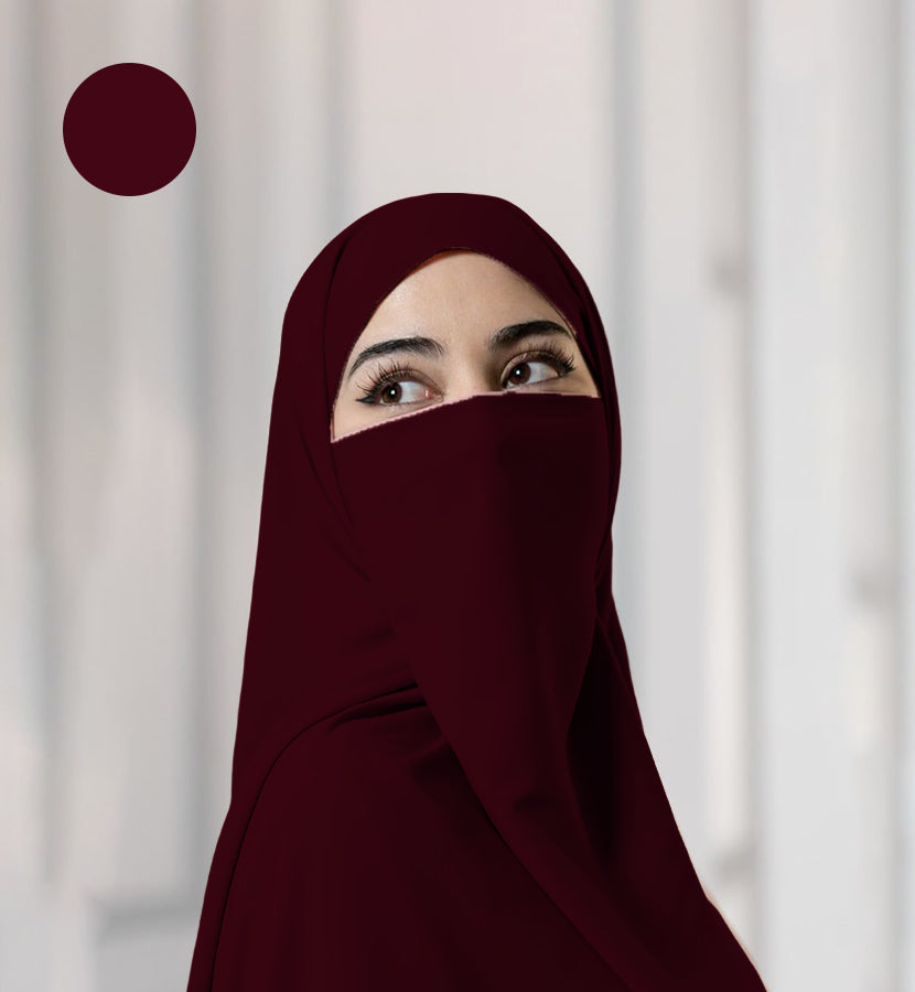 Half Niqab - Maroon