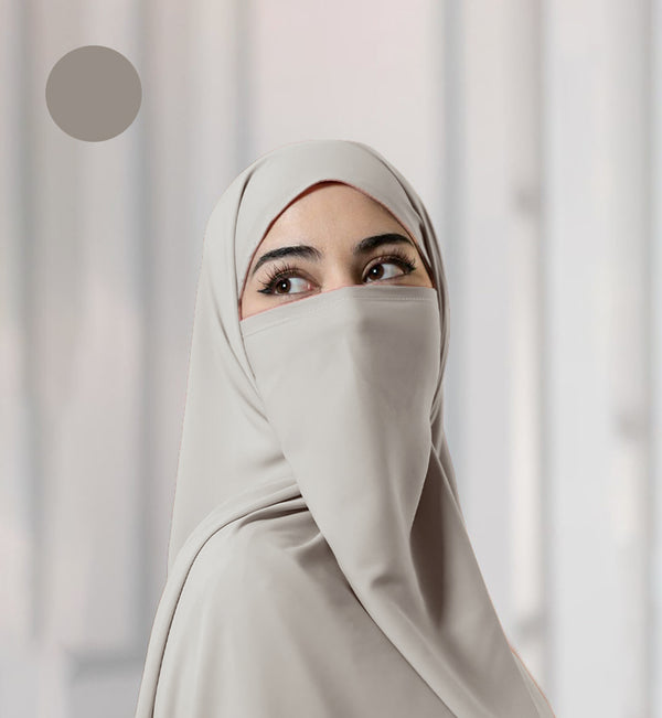 Half Niqab - Light Grey - Scarfs.pk