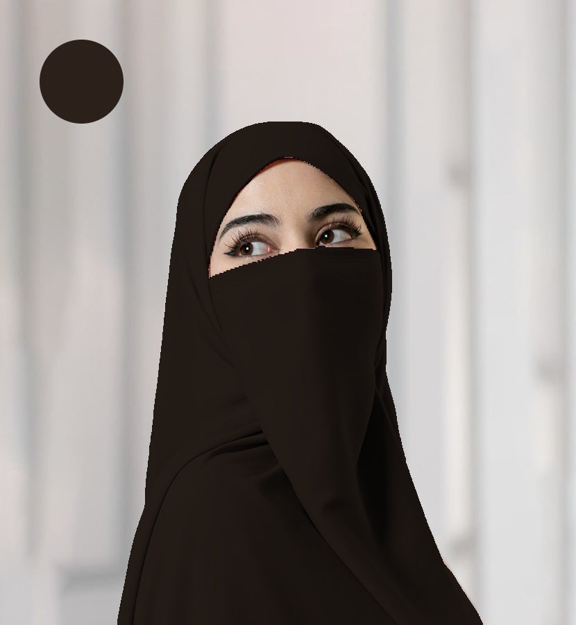 Half Niqab - Chestnut Brown - Scarfs.pk