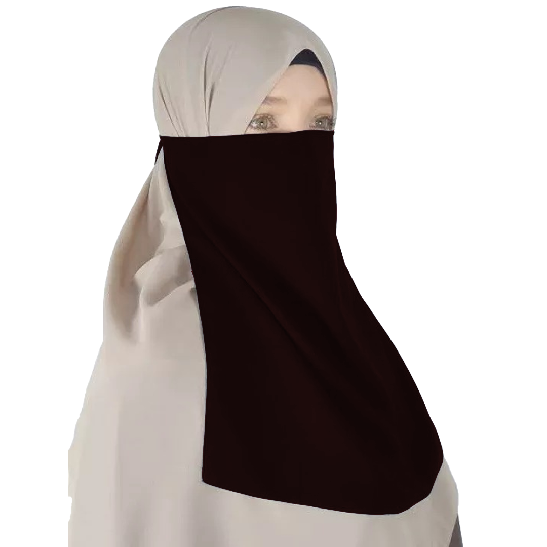 Half Niqab - Raisin - Scarfs.pk