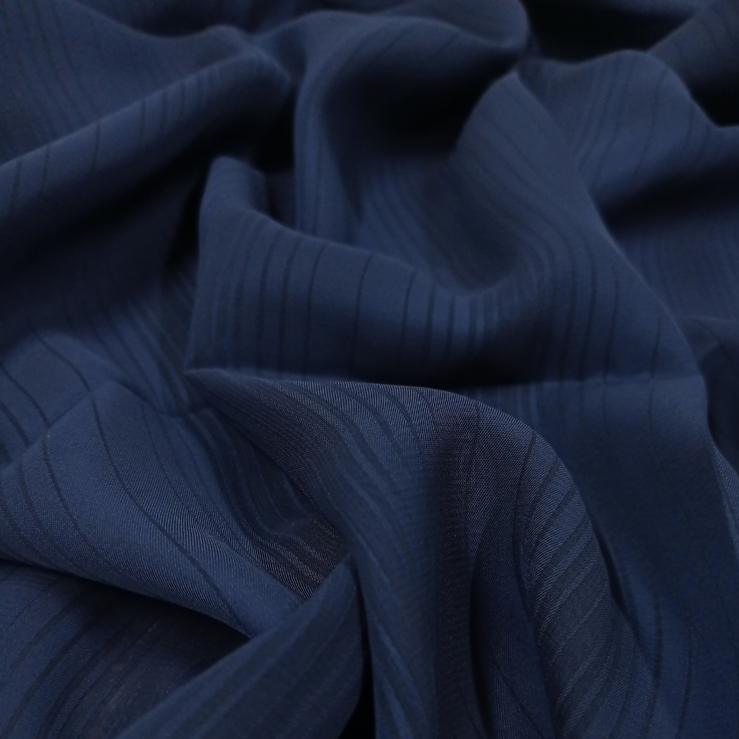Pleated Textured Silk Hijabs – Navy Blue