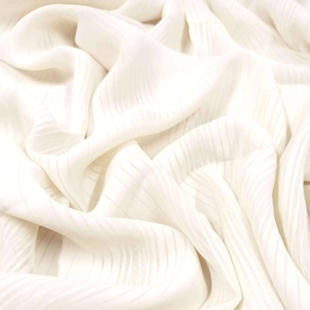 Pleated Textured Silk Hijabs – Pure White