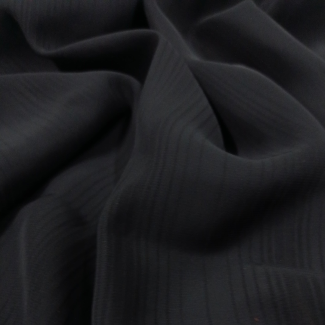 Pleated Textured Silk Hijabs – Black