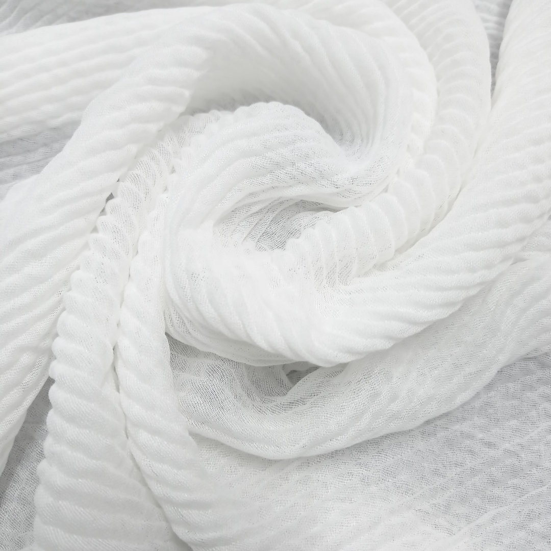 Crinkle Lawn - White - Scarfs.pk