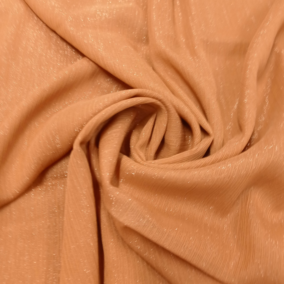 Crinkle Chiffon Zari Coated (Occasions Partner) - Caramel - Scarfs.pk