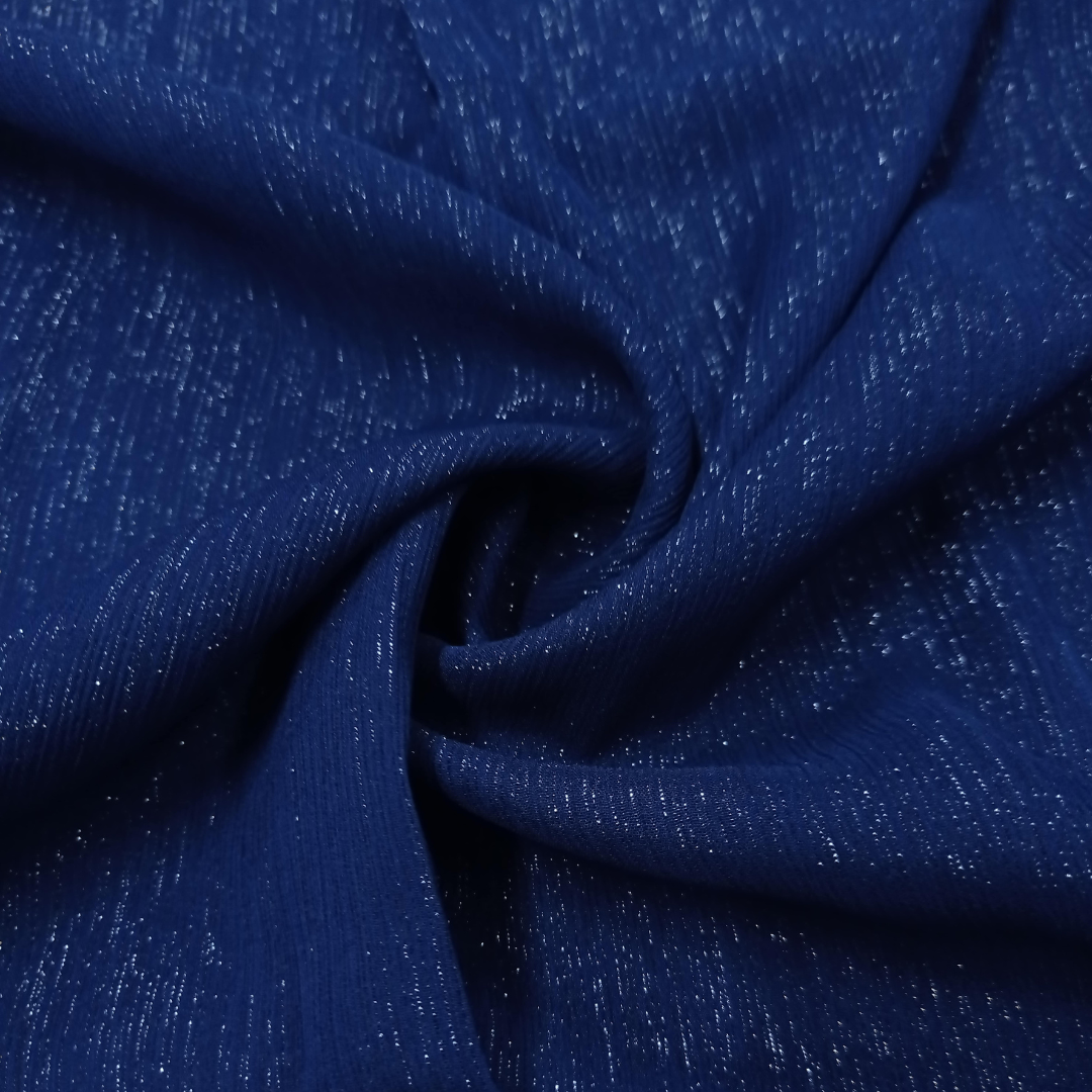 Crinkle Chiffon Zari Coated (Occasions Partner) - Navy Blue - Scarfs.pk