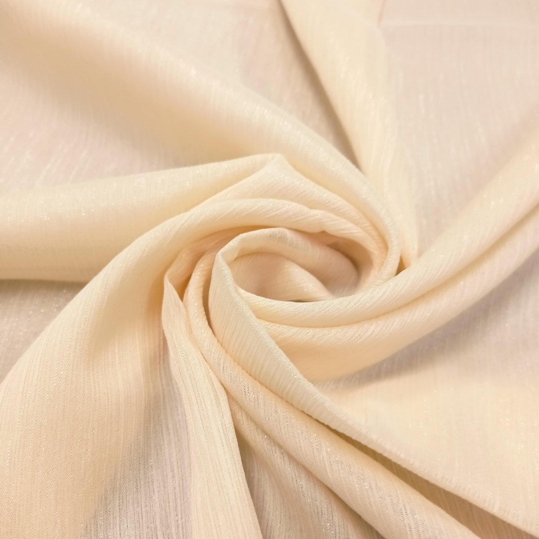 Crinkle Chiffon Zari Coated (Occasions Partner) - Off White - Scarfs.pk