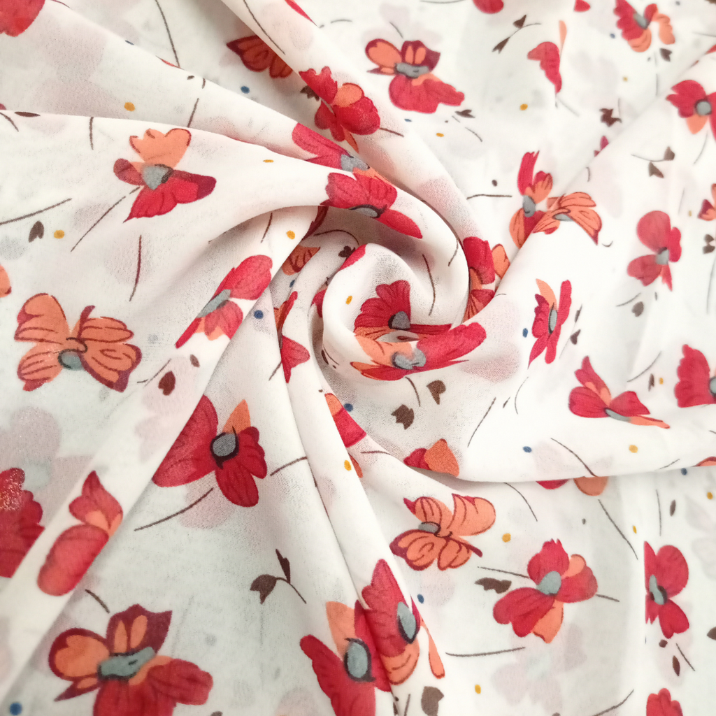 Georgette Printed Hijab - Crimson