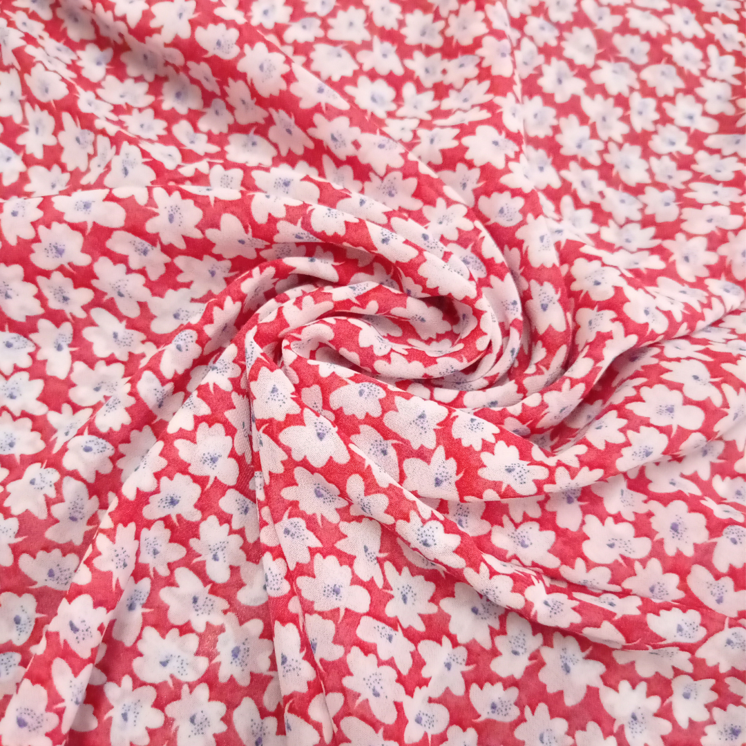 Georgette Printed Hijab - Strawberry