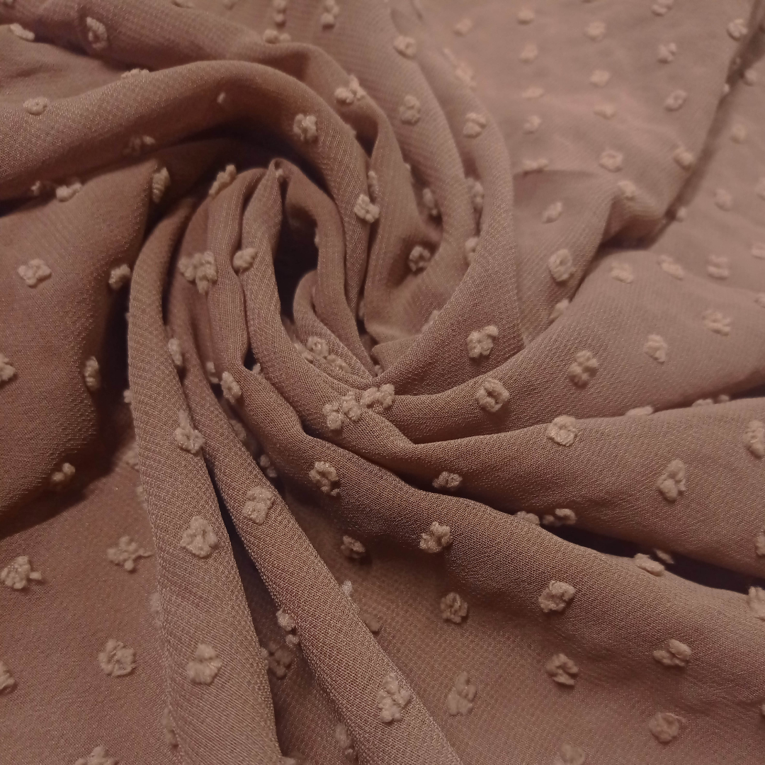 Luxury Pom Pearl Bubble Chiffon Hijab (All seasons star) - Beaver Brown - Scarfs.pk